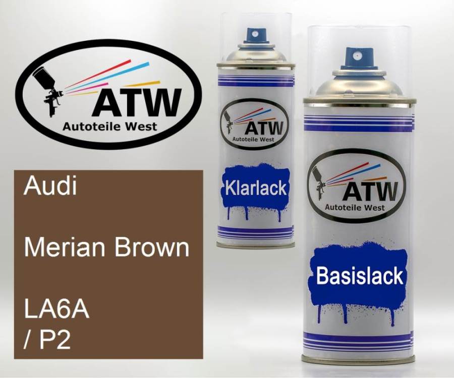 Audi, Merian Brown, LA6A / P2: 400ml Sprühdose + 400ml Klarlack - Set, von ATW Autoteile West.